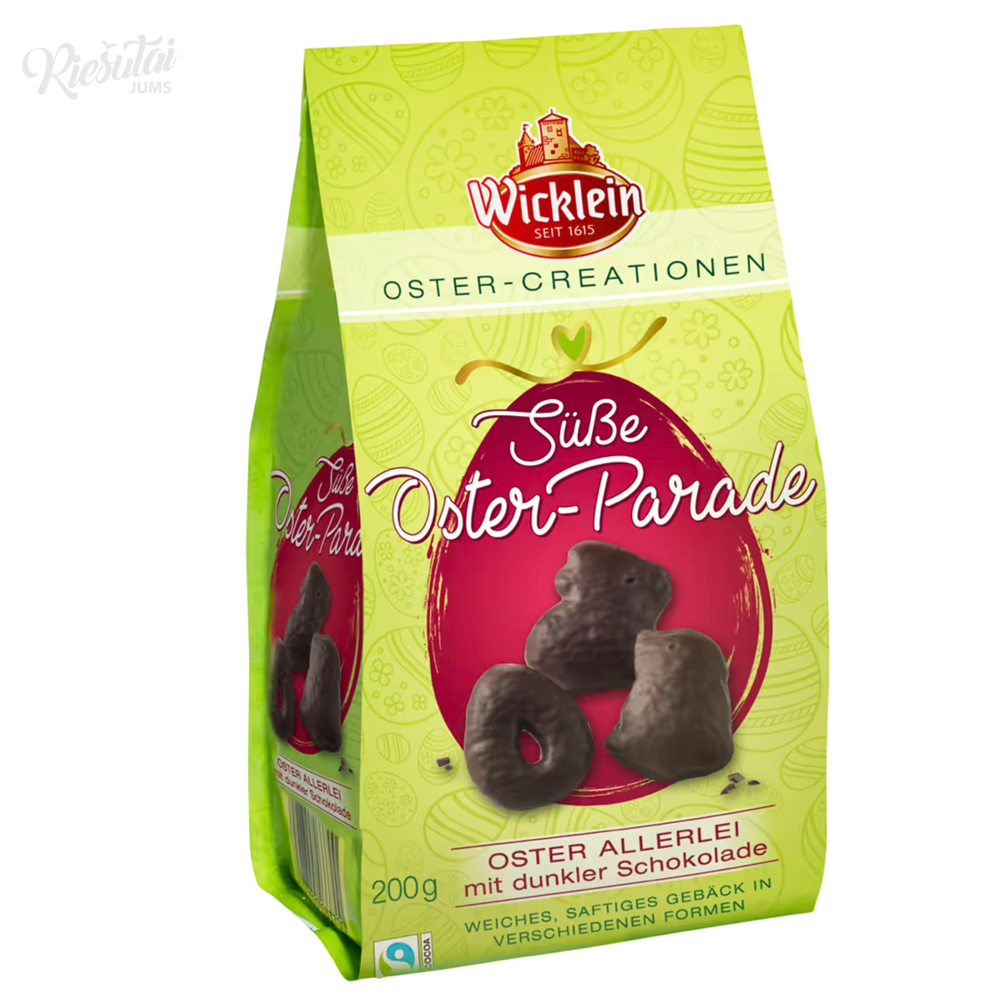 „Wicklein“ velykiniai meduoliai aplieti juoduoju šokoladu, 200 g